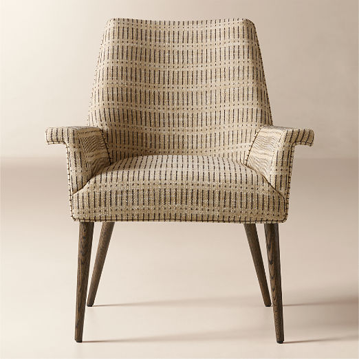 Tub Natural and Black Woven Upholstered Dining Chair by Paul McCobb