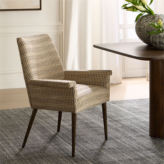 Tub Natural and Black Woven Upholstered Dining Chair by Paul McCobb