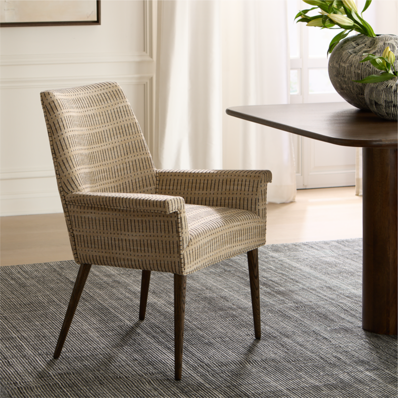 Tub Natural and Black Woven Upholstered Dining Chair by Paul McCobb - image 1 of 8