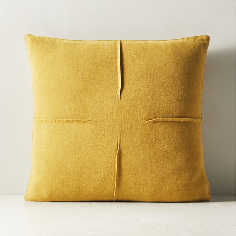 Tuck Brown Linen Modern Throw Pillow with Down-Alternative Insert 20'' +  Reviews