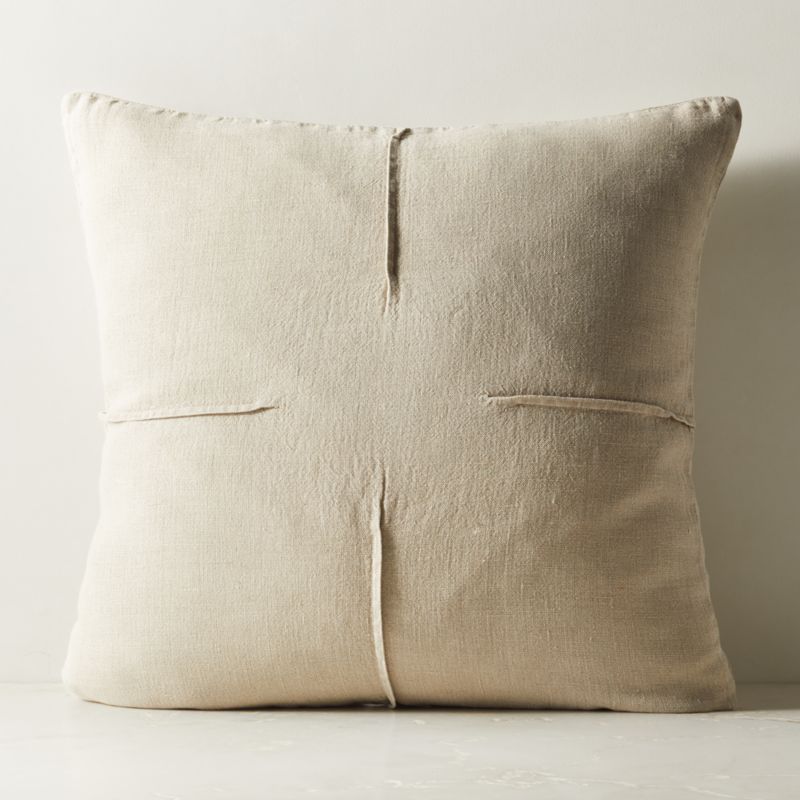 Tuck Natural Linen Throw Pillow with Down-Alternative Insert 26" - image 0 of 5