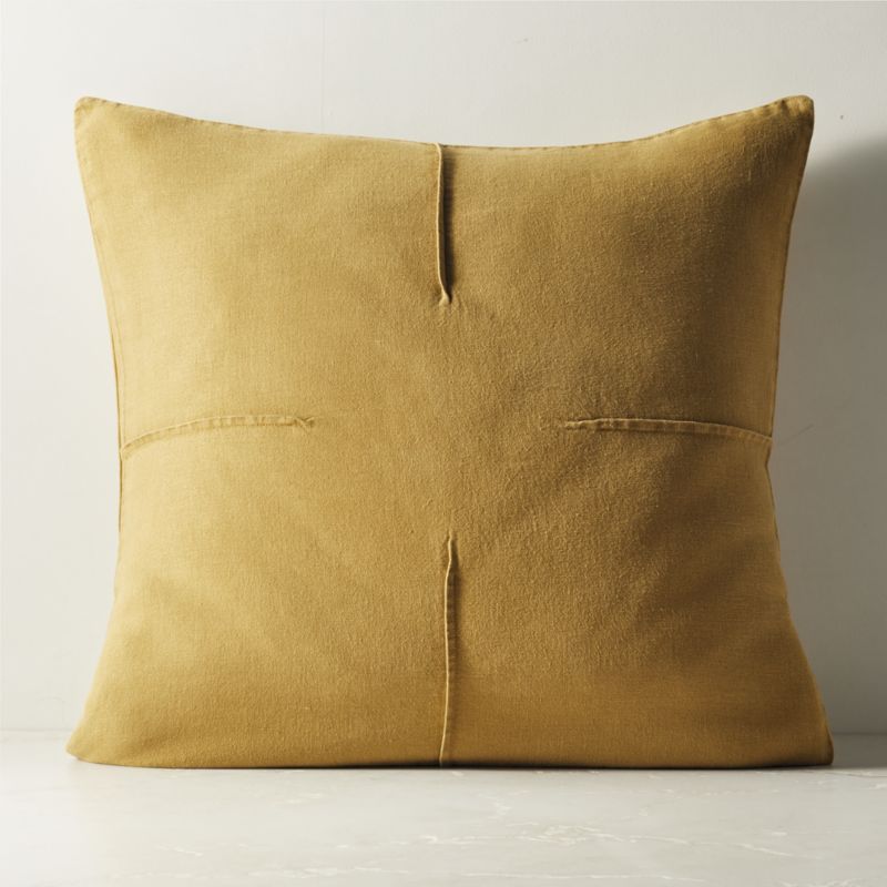 Tuck Tobacco Brown Linen Throw Pillow with Feather-Down Insert 26" - image 0 of 5