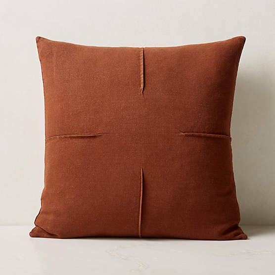 Tuck Brown Linen Throw Pillow Cover 20''x20"