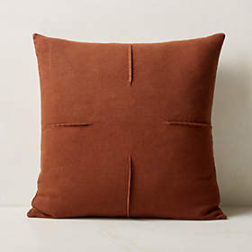 Surat Brown Embossed Leather Throw Pillow with Down-Alternative Insert 18''  + Reviews