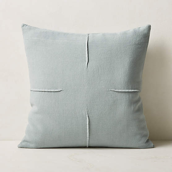 Raj Blue Silk Modern Throw Pillow with DownAlternative Insert 20