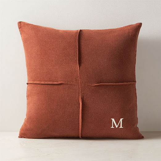 Tuck Brown Linen Throw Pillow Cover 20''x20"