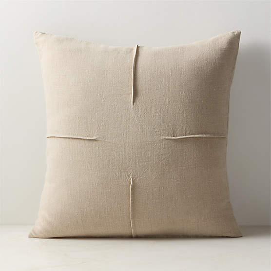 Tuck Natural Linen Throw Pillow with Down-Alternative Insert 20''