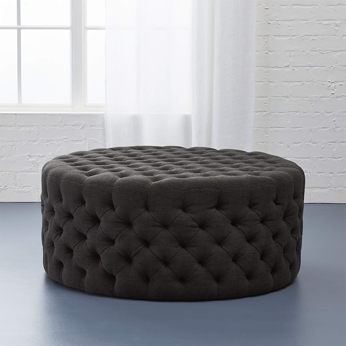 Tufted Ottoman + Reviews CB2