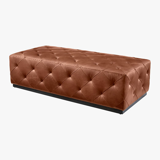 Saddle Leather Tufted Ottoman