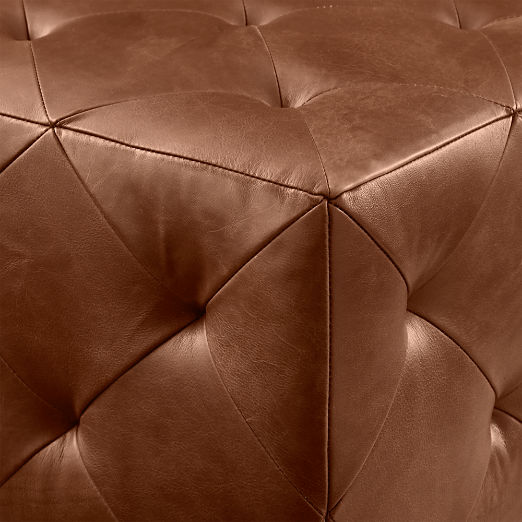 Saddle Leather Tufted Ottoman