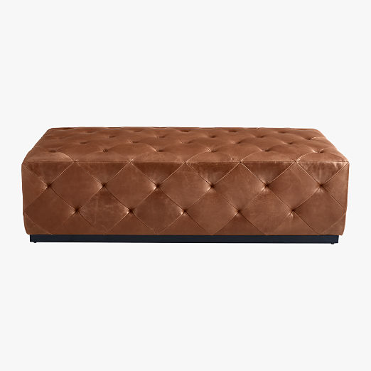 Saddle Leather Tufted Ottoman