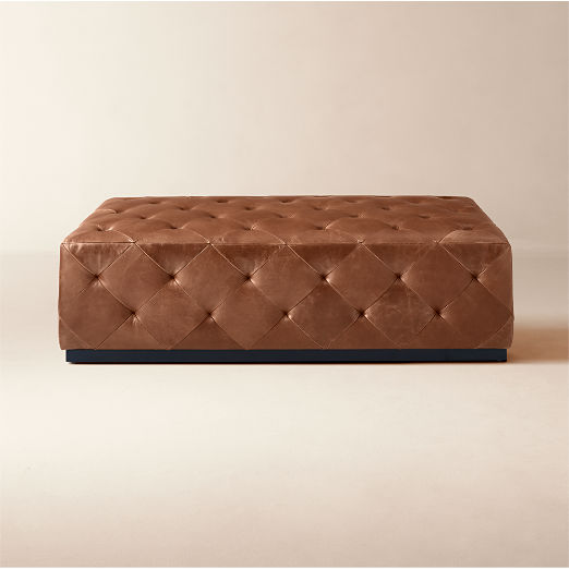 Saddle Leather Tufted Ottoman