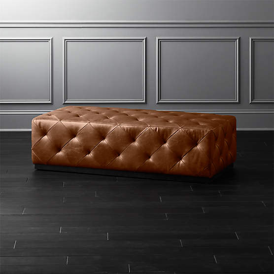 Saddle Leather Tufted Ottoman