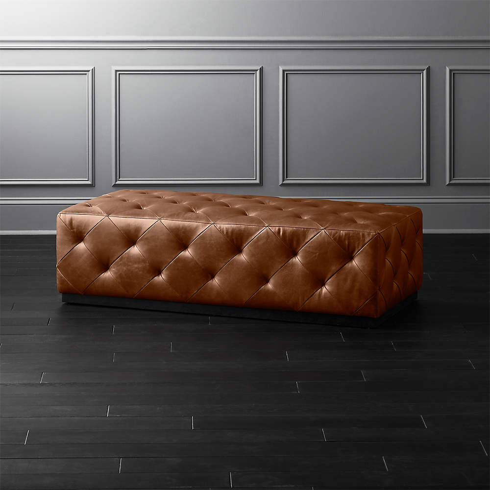 Saddle Leather Tufted Ottoman Reviews, Round Leather Tufted Ottoman