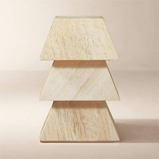 Enyo Modern Square Travertine Side Table + Reviews | CB2