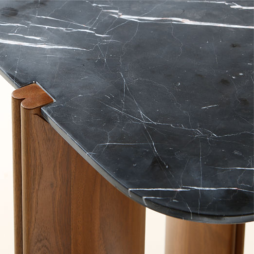 Tule 78" Black Marble and Walnut Wood Console Table