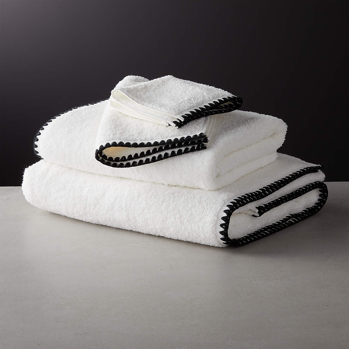 Tuli Black Trim Bath Towels | CB2 Canada