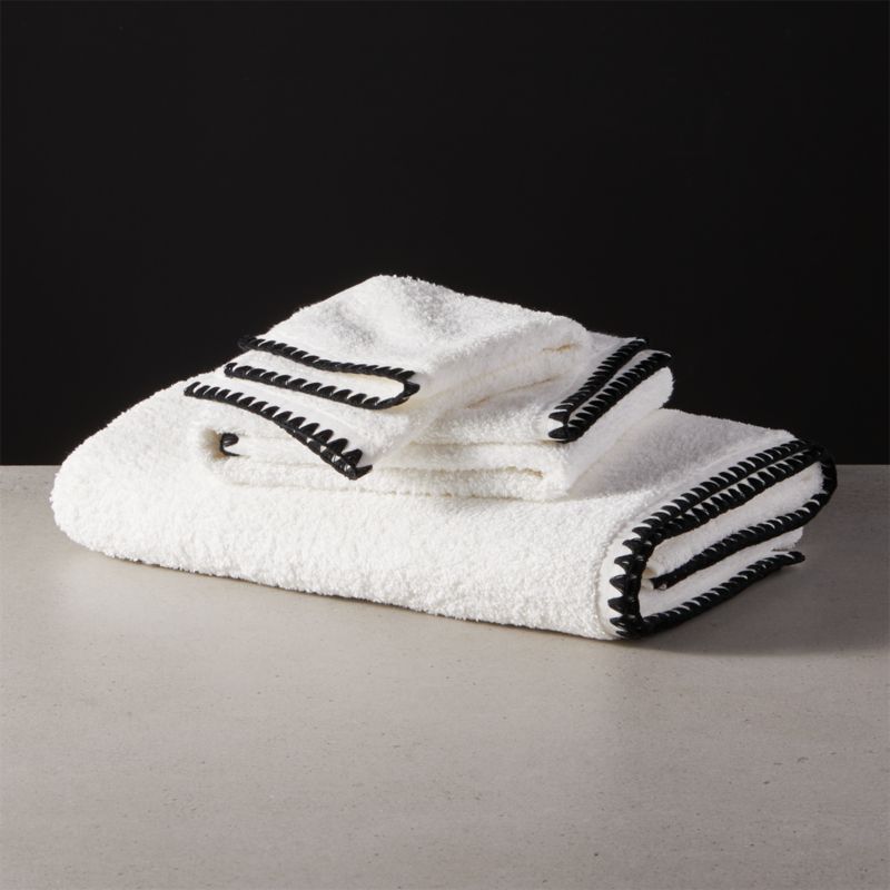 black and white bath towels