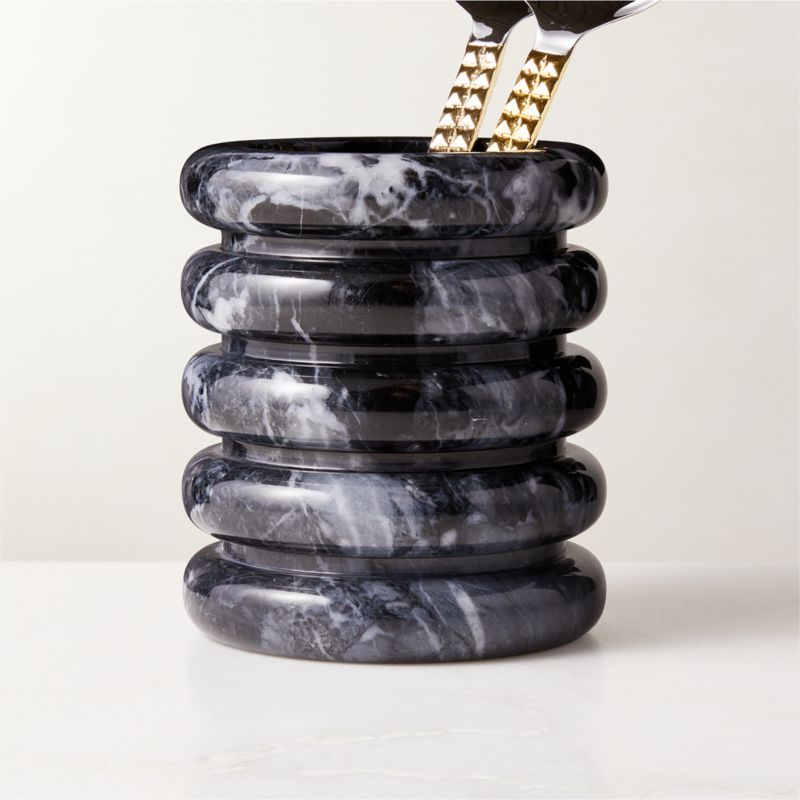 Turk Black Marble Utensil Holder - image 2 of 6