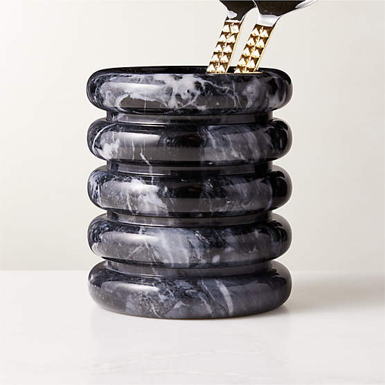 Turk Black Marble Utensil Holder