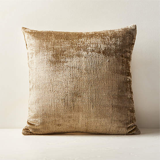 Truette Light Olive Green Turkish Silk Throw Pillow with Feather-Down Insert 18''