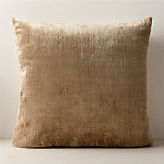 Evie Tawny Brown Velvet Reversible Throw Pillow with Down-Alternative Insert 20"x20"