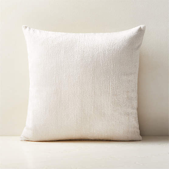 Raj White White Silk Throw Pillow with FeatherDown Insert 20