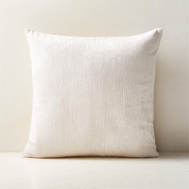 Truette White Turkish Silk Throw Pillow with Down Alternative Insert