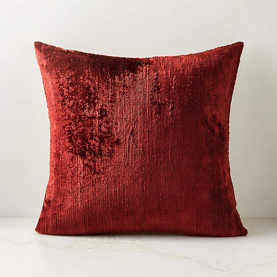 Truette Red Turkish Silk Throw Pillow with DownAlternative