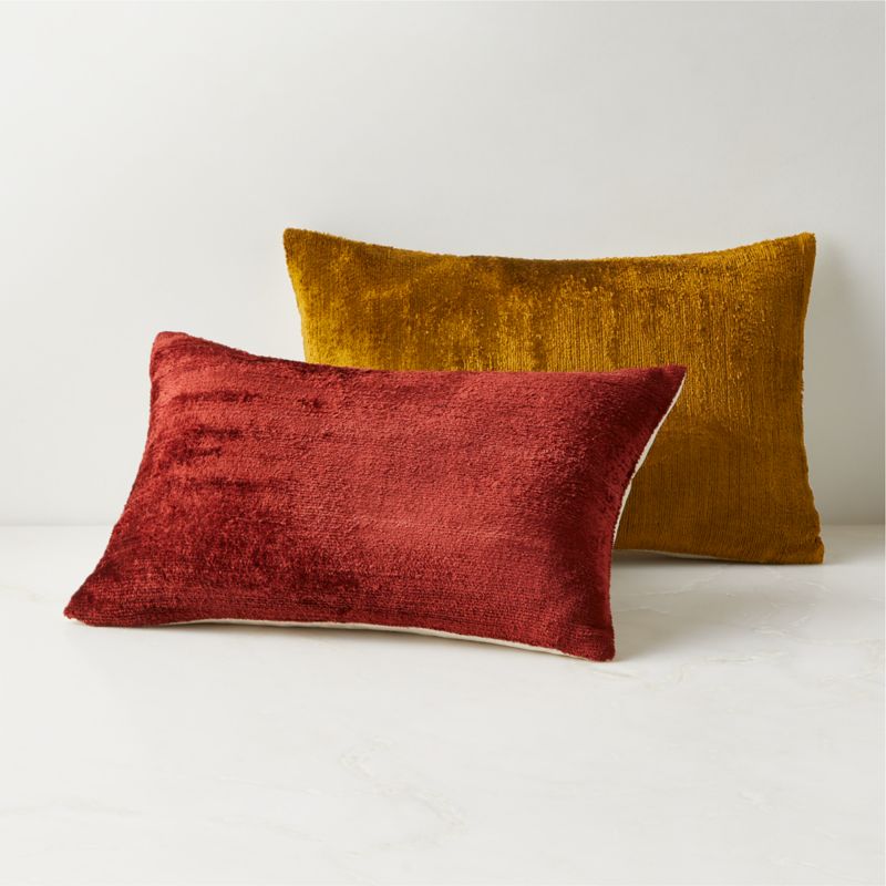 Truette Tapenade Yellow Turkish Silk Lumbar Pillow with Down-Alternative Insert 18"x12" - image 5 of 8