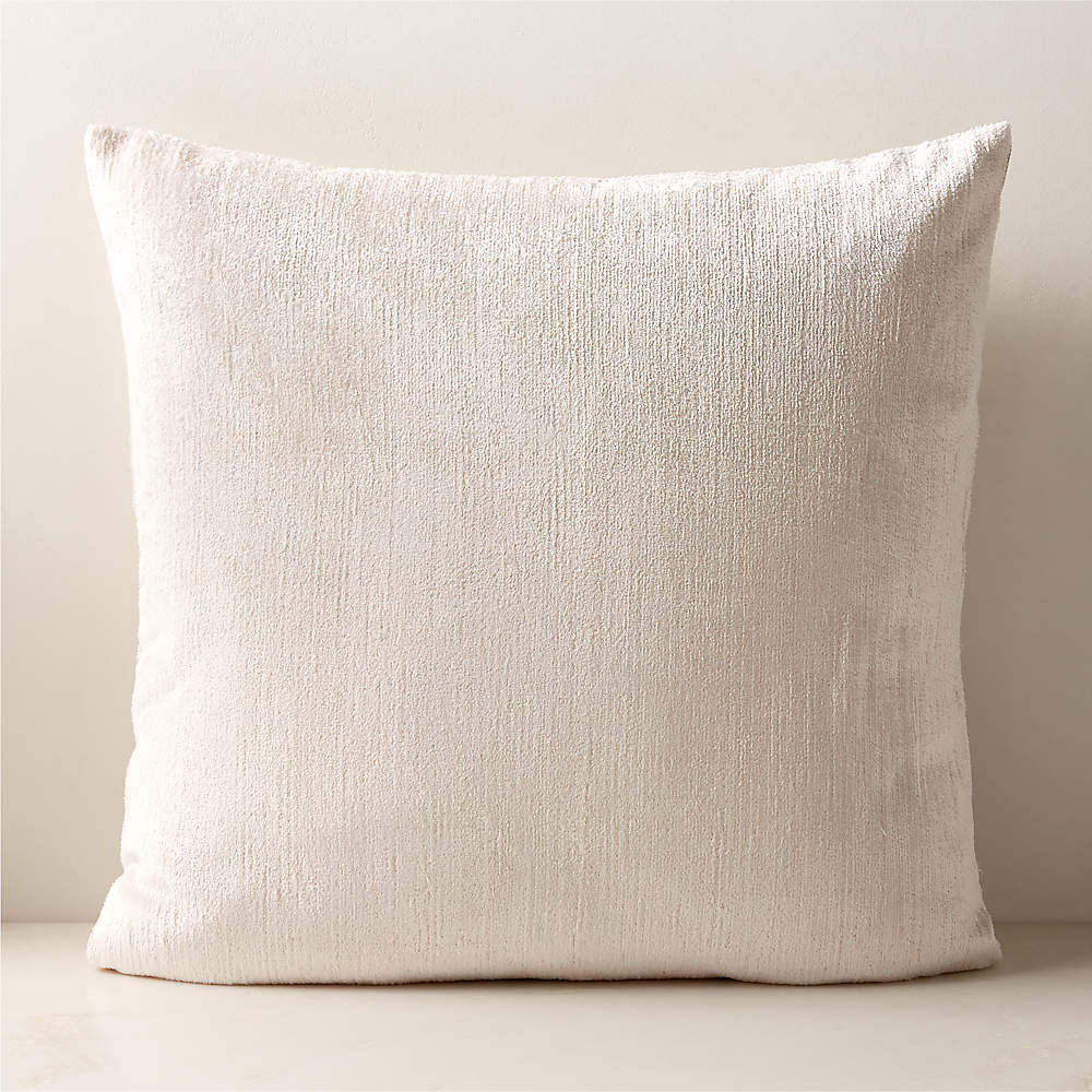 Truette White Turkish Silk Throw Pillow with Feather-Down Insert