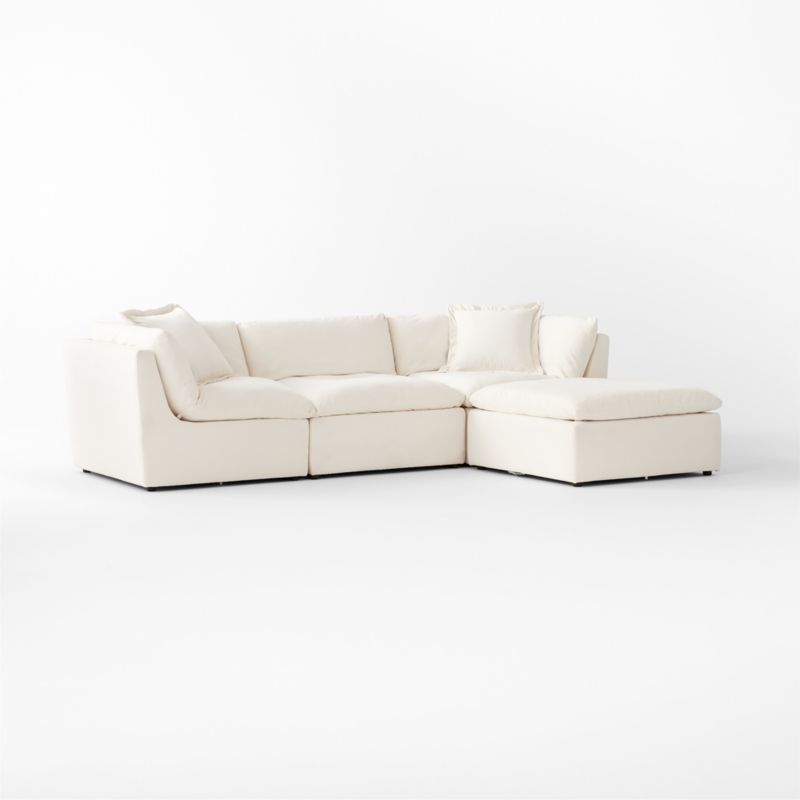 Turn 4-Piece Off-White Performance Velvet Sectional Sofa by Kara Mann - image 5 of 9