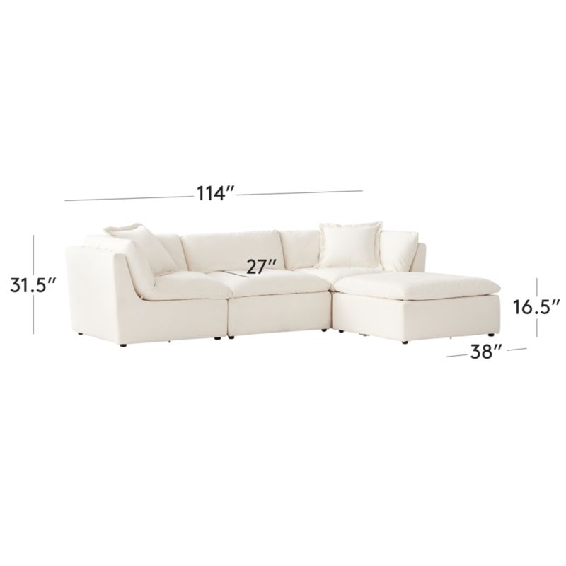 View Turn 4-Piece Off-White Performance Velvet Sectional Sofa by Kara Mann - image 3 of 9