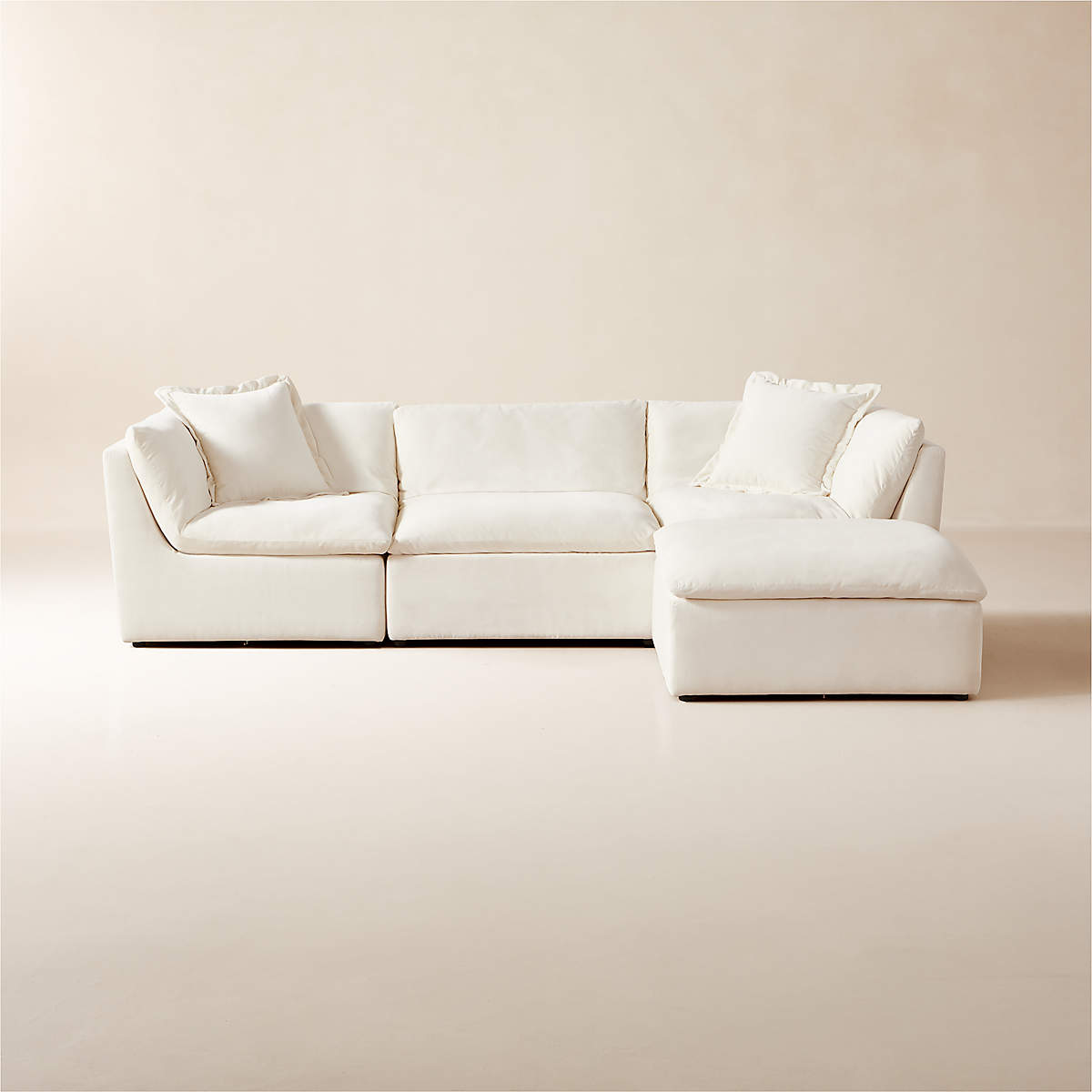 Turn Modern 4Piece OffWhite Performance Velvet Sectional Sofa CB2