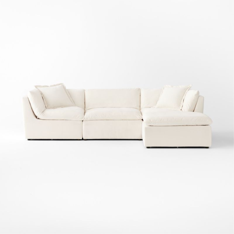 Turn 4-Piece Off-White Performance Velvet Sectional Sofa by Kara Mann - image 4 of 9