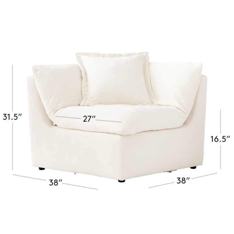 View Turn Off-White Performance Velvet Corner Chair by Kara Mann - image 3 of 8