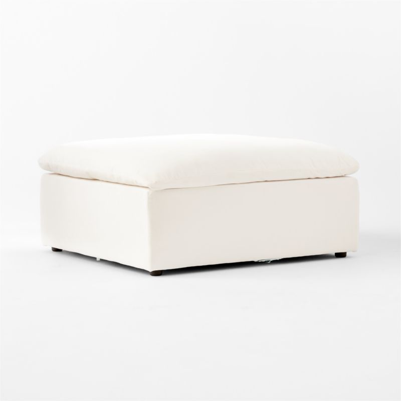 Turn Off-White Performance Velvet Ottoman by Kara Mann - image 4 of 5