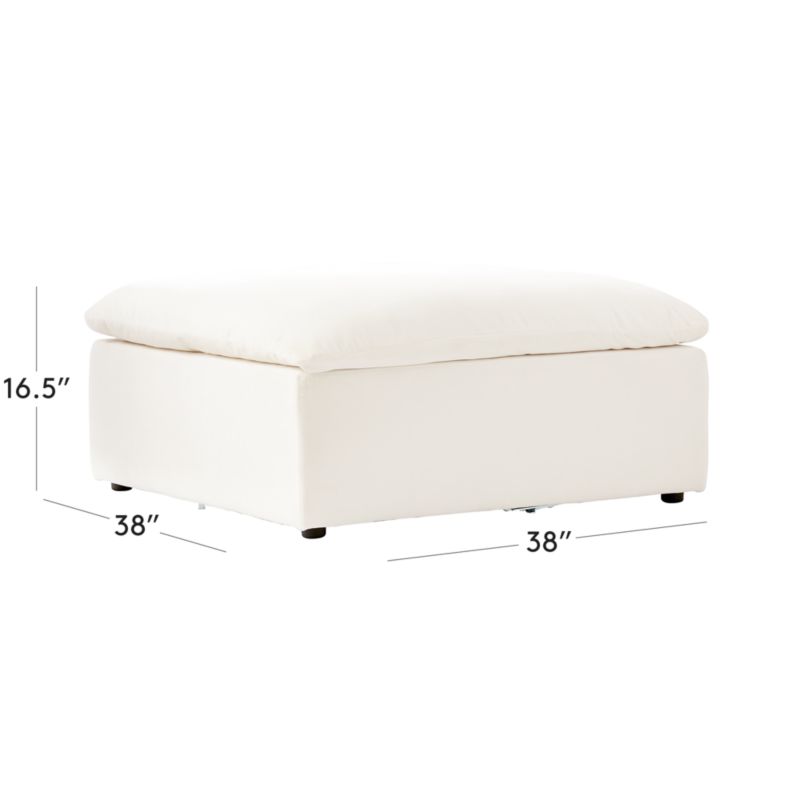 View Turn Off-White Performance Velvet Ottoman by Kara Mann - image 3 of 5