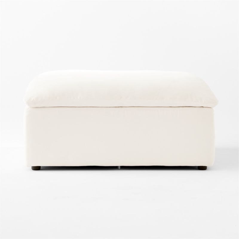 Turn Off-White Performance Velvet Ottoman by Kara Mann - image 3 of 5