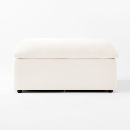 Turn Off-White Performance Velvet Ottoman by Kara Mann