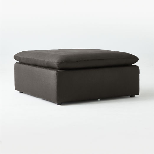 Turn Raven Black Sateen Ottoman