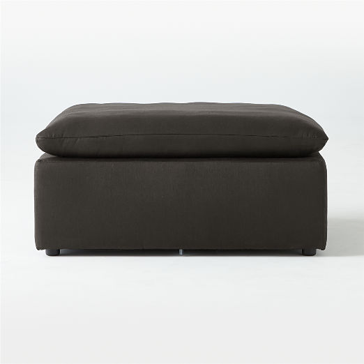 Turn Raven Black Sateen Ottoman by Kara Mann