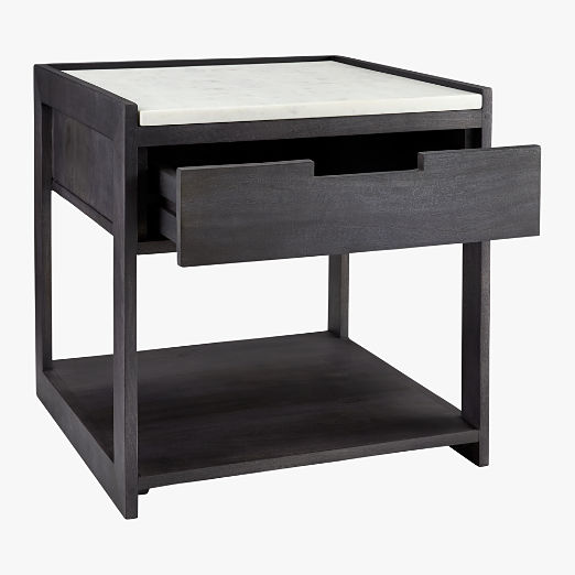 Tux Dark Wood Nightstand with Marble Top