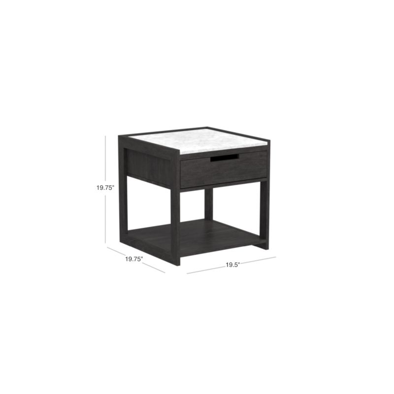 View Tux Dark Wood Nightstand with Marble Top - image 2 of 8