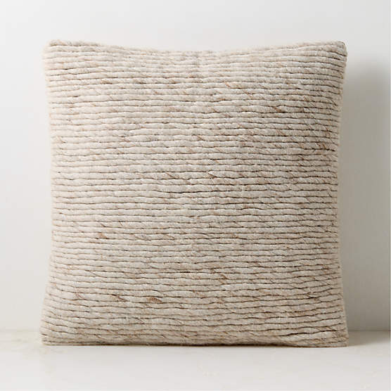 Twist Natural Wool Throw Pillow with Down Alternative Insert 20"x20" by Kravitz Design