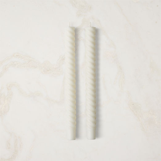 Warm White Twisted Taper Candles Set of 2