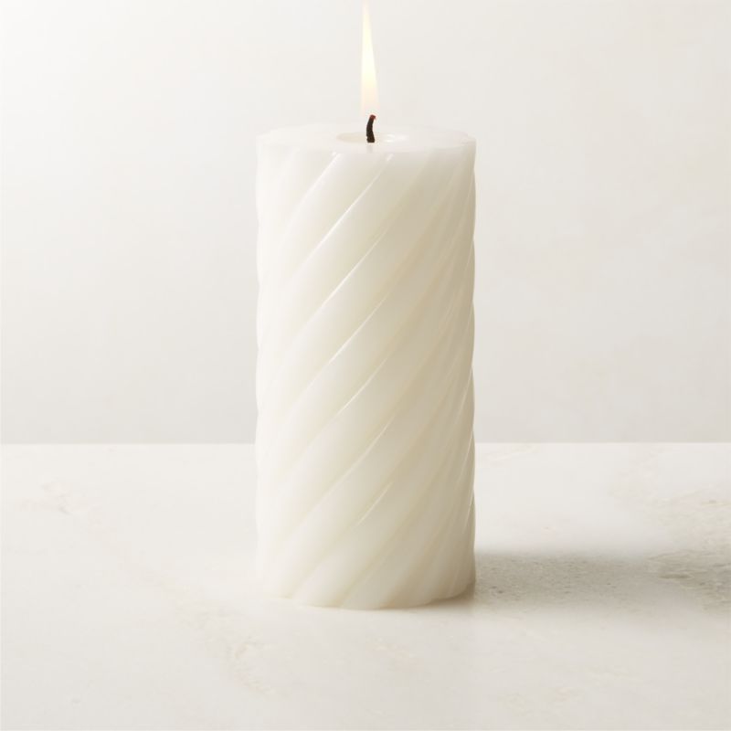 Warm White Twisted Pillar Candle - image 1 of 3