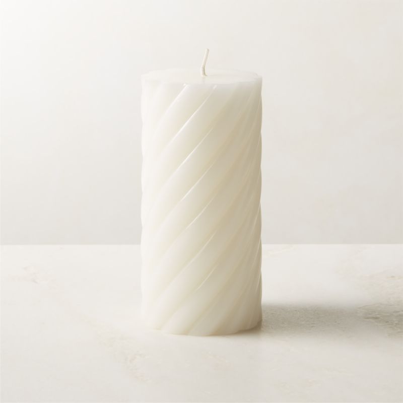 View Warm White Twisted Pillar Candle details