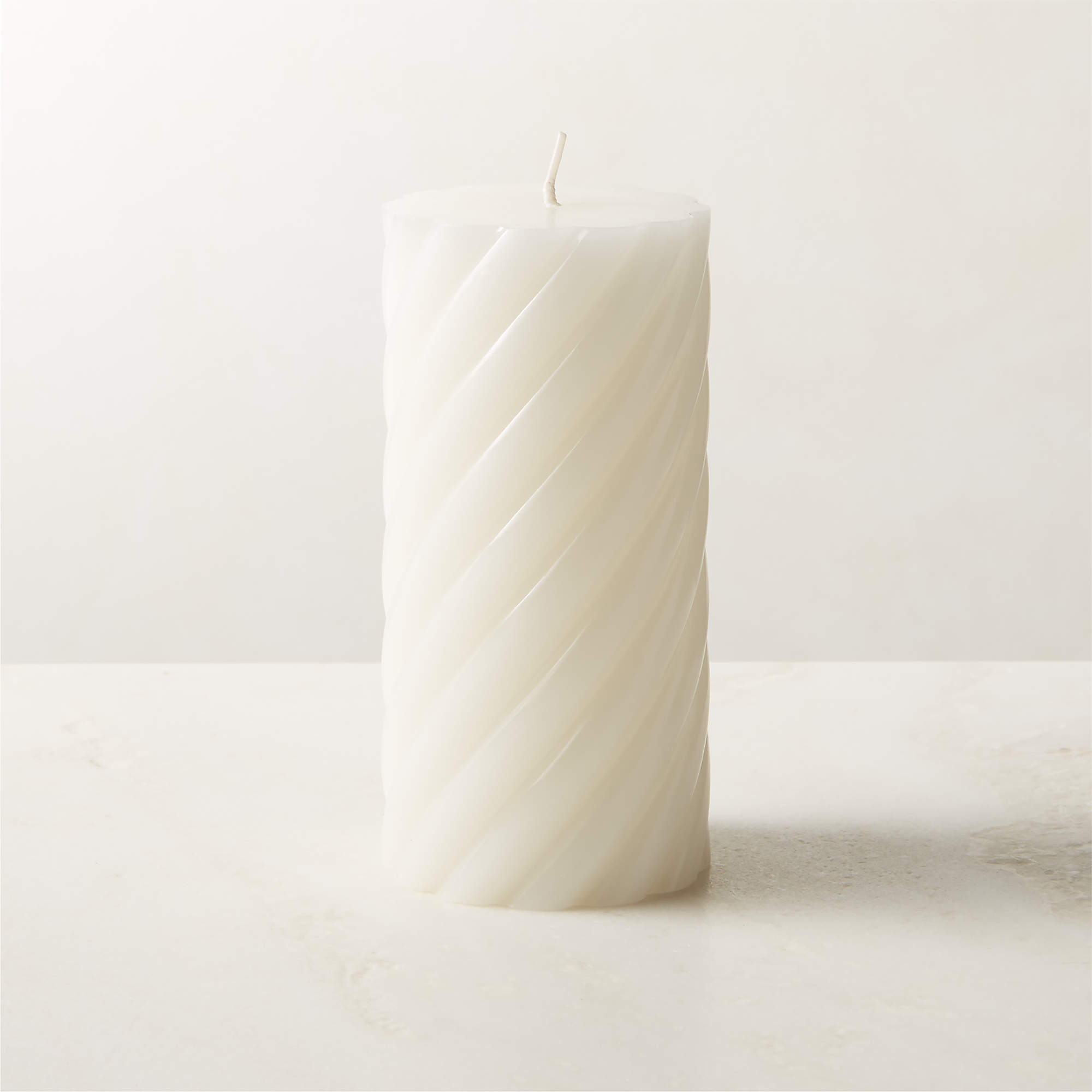 Warm White Twisted Pillar Candle CB2