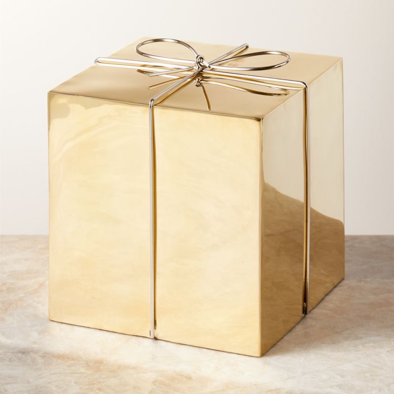 Two-Tone Unlacquered Brass Decorative Present 7.5'' - image 0 of 4